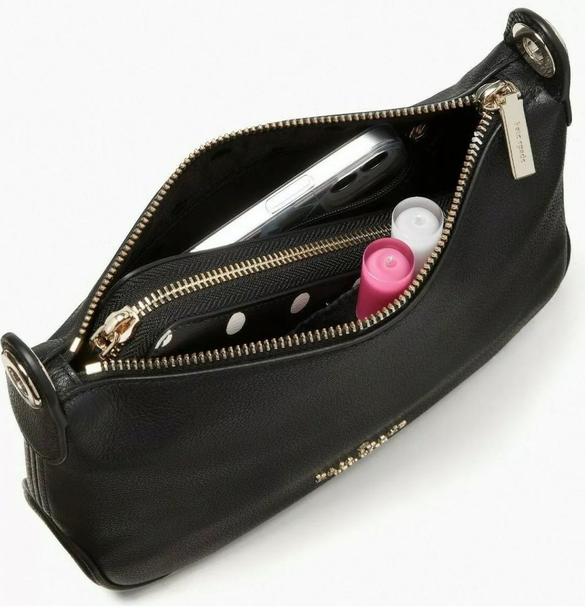 Kate spade rosie crossbody bag w/ zip pouch black pebbled leather