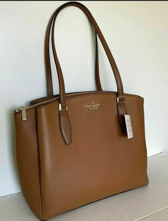Kate Spade Monet Large Triple Compartment Brown Leather Tote