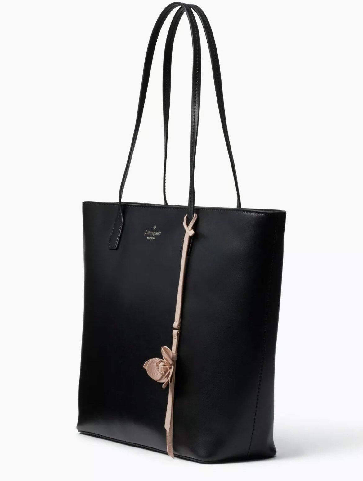 Kate Spade Karla Black Smooth Leather Tote Flower Dangle - Etsy