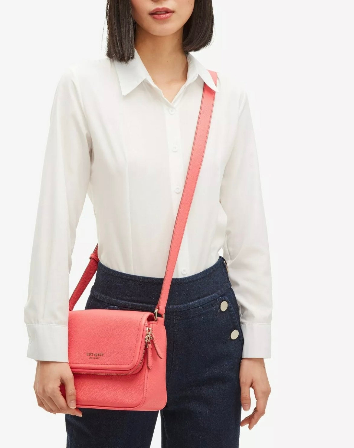 Kate Spade Run Around Large Flap Crossbody Peach Melba Leather - Etsy Hong  Kong