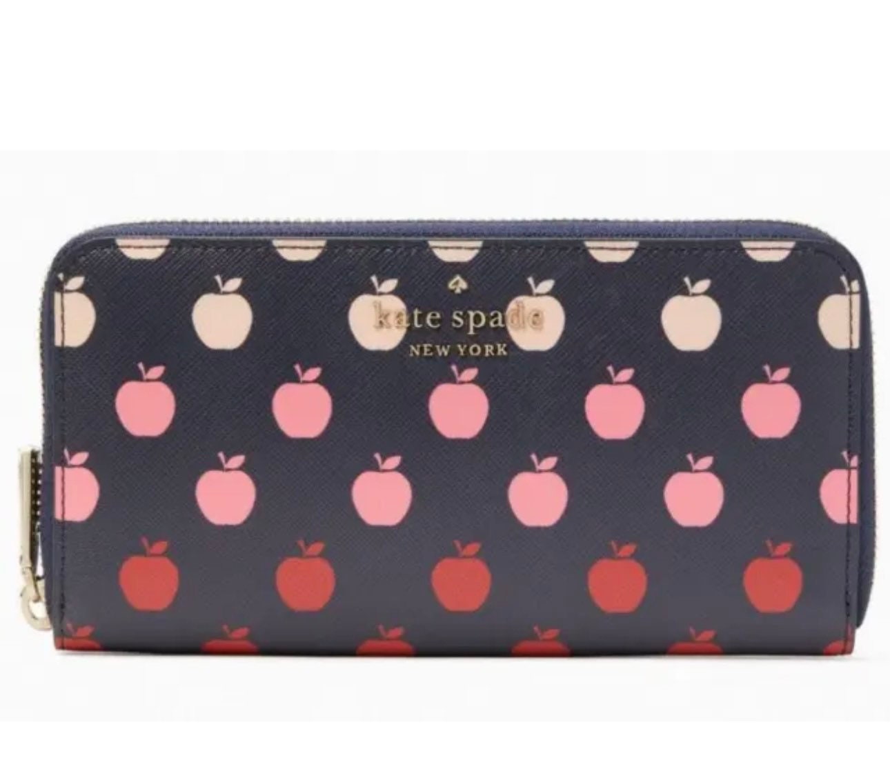 Kate Spade Large Continental Wallet Black Red Apple Print NWT - Etsy