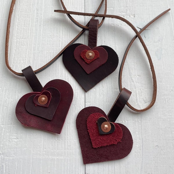 Leather Heart Charms
