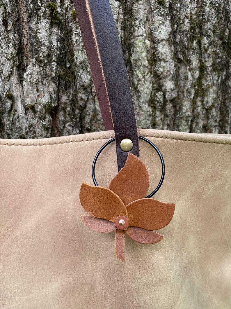 Leather Leaf Bag Charms Etsy