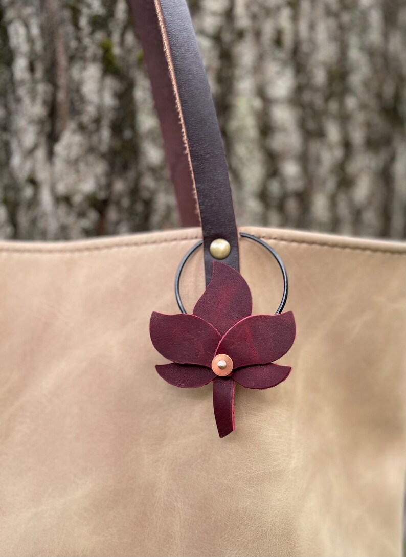 Leather Leaf Bag Charms Etsy