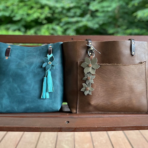 Leather Leaf Bag Charms Etsy