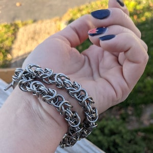 2 strand stainless steel chainmail bracelet