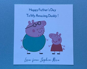 Personalised Peppa Pig Fathers Day Card - George Pig Fathers Day Card - Personalised Fathers Day Card - Dad Grandad Grandpa - Daddy Pig Card