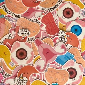 Oops Medical Science Pun Sticker Pack, Anatomy Organs, Cell Biology Vinyl Stickers, Cute Gift for Medical Nursing Student Scientist, STEM