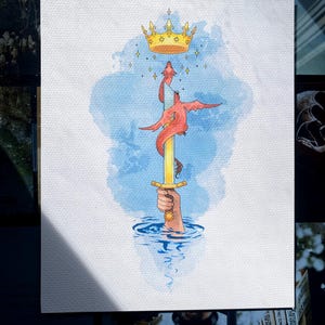BBC Merlin Excalibur Dragon Watercolor Art Print [8x10, 5.5 x 8.5]