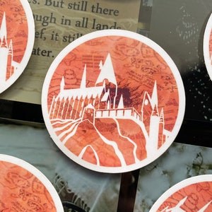 Adesivo à prova d'água de vinil com silhueta de mapa de castelo mágico