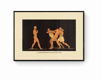 Ulysses preparing to fight with Irus Print - Antique Reproduction - Ulysses - Greece - Classics - Retro Decor - Available Framed