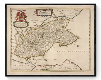 Map of Fife dated 1654 - Kingdom of Fife - Scotland - Antique Reproduction - Available Framed