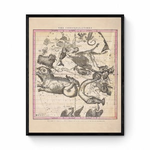 Sternbilder - datiert 1856 - Antike Reproduktion - Sternenkarte - Sternbild - Astronomie - Sternzeichen - Astrologie - Wanddeko