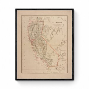 État de Californie - Carte antique datée de 1857 - États-Unis - Reproduction antique - Disponible encadrée