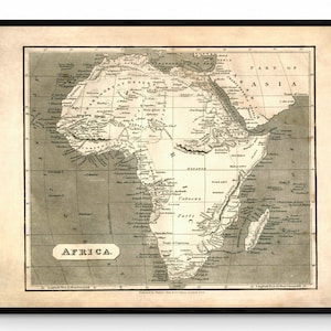 Map of Africa in 1840 showing unexplored areas and unusual details Antique Reproduction - African History - Available Framed