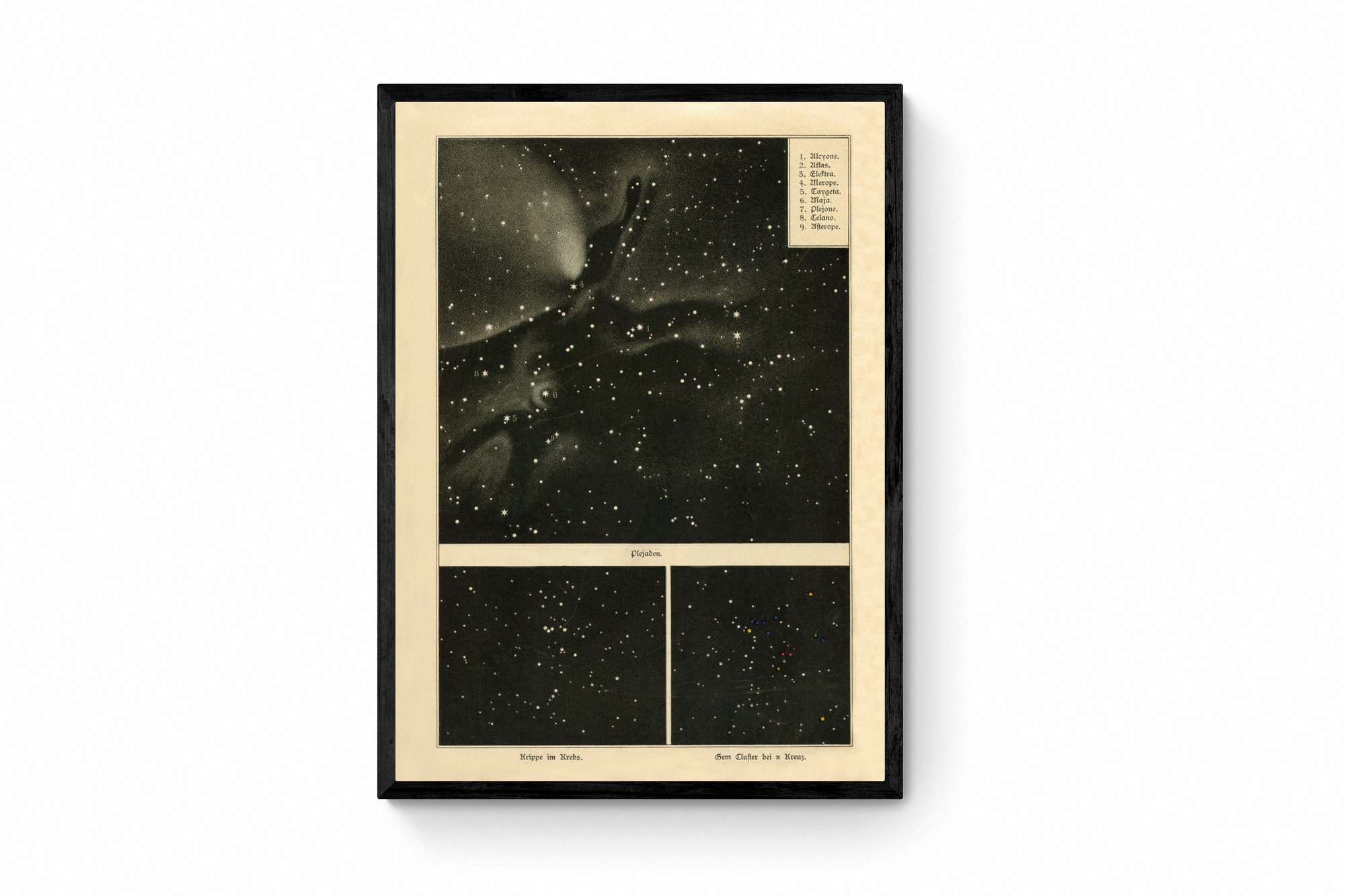 Pleiades and Other Star Clusters Antique Art Reproduction