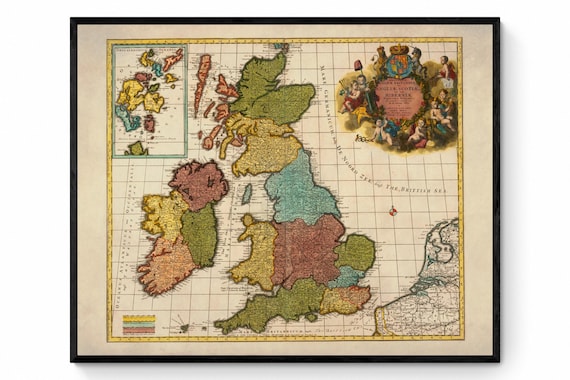 イギリス諸島とアイルランドのアンティーク地図 - 1758年頃 
