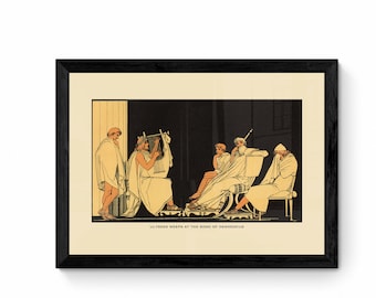 Ulysses weeps at the song of Demodocus Print - Antique Reproduction - Ulysses - Greece - Classics - Available Framed
