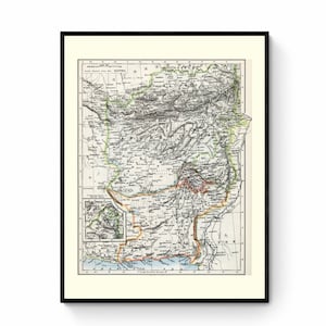 Afghanistan und Belutschistan Landkarte - Antike Reproduktion - Belutschistan - Pakistan - Iran - Verfügbar mit Rahmen