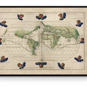 Map of the World in 1542 - Portolan Atlas - Battista Agnese - Antique Reproduction Map - Available Framed