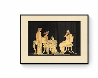 Ulysses at the table of Circe Print - Antique Reproduction - Ulysses - Greece - Classics - Available Framed
