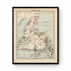 Neufundland - Antike Reproduktionskarte - Geographie - Kanada - gerahmt erhältlich