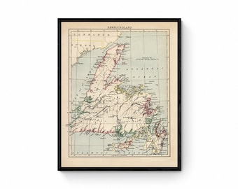 Newfoundland - Antique Reproduction Map - Geography - Canada - Available Framed