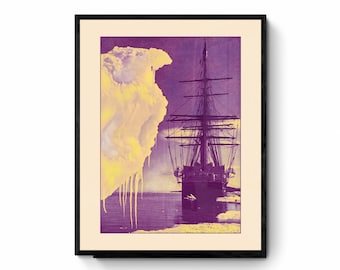 Arctic Expedition Print - Antique Reproduction - Sailing Ship - Polar Exploration - Icebert - Vintage Wall Art - Available Framed