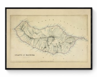 Island of Madeira Map dated 1871 - Antique Reproduction - Portugal - Available Framed