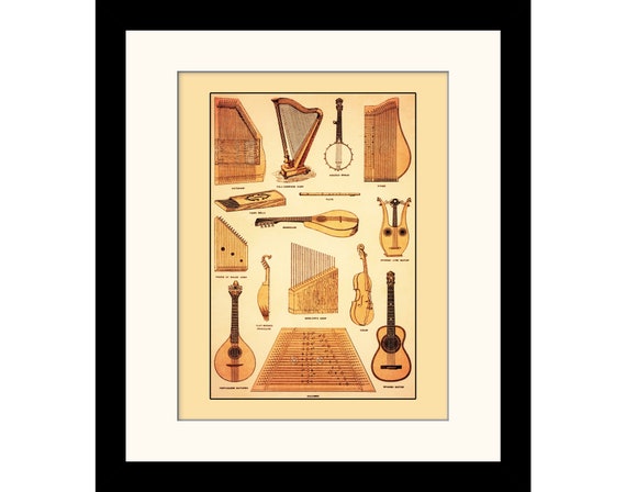 Musical Instruments Print - Antique Reproduction - Guitar, Lute