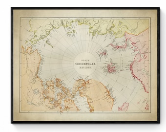 【極希少 / 現地購入】ラトヴィア独立戦争 戦況地図セット スタンフォードによる 1904 年の古い北極地図 - 北極圏、氷冠、海洋の