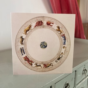 Dierenriem wenskaart - 125 x 125 mm vierkante kaart - Portolan Atlas Zodiac Diagram - antieke reproductie - GRATIS VERZENDING