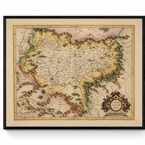 Siebenbürgen Karte datiert 1595 - Antike Reproduktion - Ungewöhnliche Karte - Rumänien - Ungarn - Gerahmt erhältlich