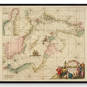 Ostsee - Mare Balticum - datiert 1745 - Atlas Maior - Antike Reproduktion - Mit Rahmen erhältlich
