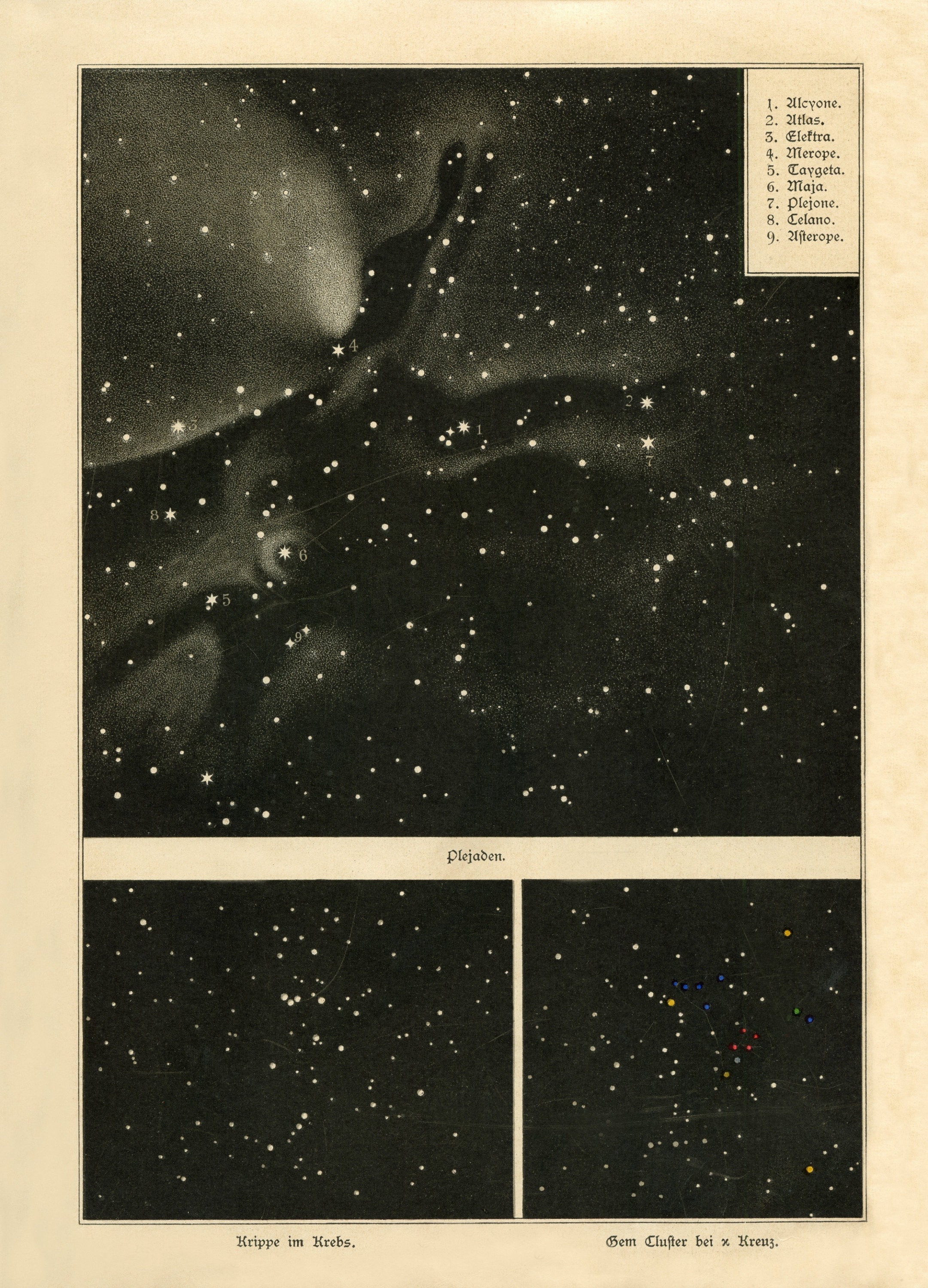Pleiades and Other Star Clusters Antique Art Reproduction
