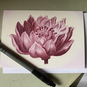 Carte de voeux A6 antique fleur - Reproduction antique - LIVRAISON GRATUITE