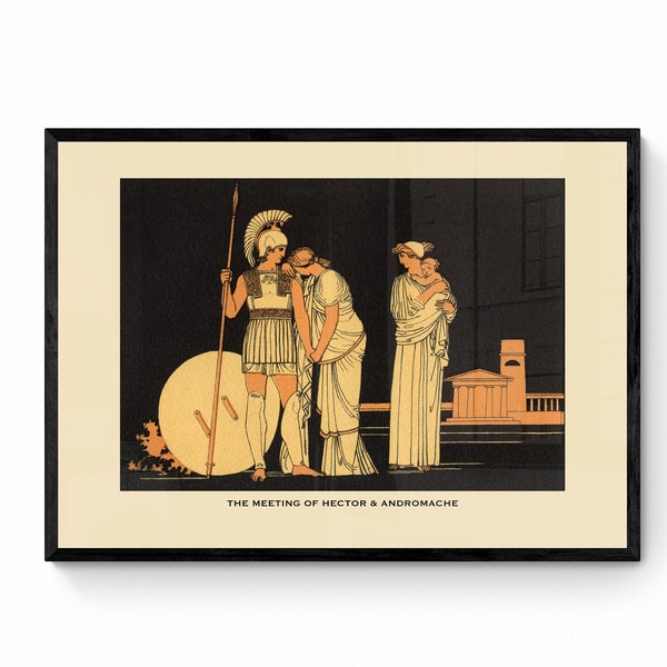 The Meeting of Hector & Andromache Print - Antique Reproduction - Ulysses - Greece - Classics - Available Framed