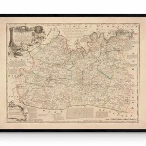 Surrey Karte datiert 1749 - Antike Reproduktion - Emanuel Bowen - Detaillierte County Karte - Erhältlich gerahmt
