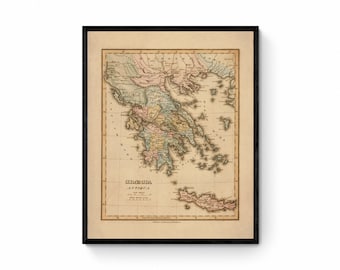 Graecia Antiqua - Ancient Greece - Antique Map dated 1823 - Antique Reproduction - Detailed Map - Available Framed