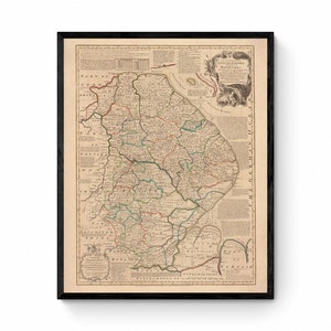 Lincolnshire Karte aus dem Jahr 1755 - Antike Reproduktion - Emanuel Bowen - Detaillierte Karte - gerahmt erhältlich