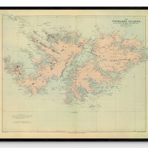 Carte des îles Falkland - Reproduction antique - datée de 1901 - Disponible encadrée