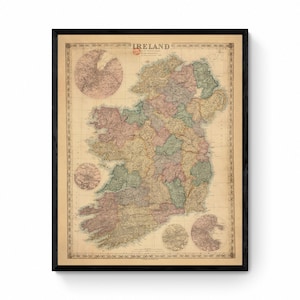 Irlanda del mapa de Ordnance Survey del siglo 19 - Reproducción antigua - Mapa mural vintage detallado - Disponible enmarcado