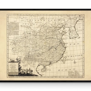 Carte de la Chine - datée de 1766 - Reproduction ancienne - Histoire chinoise - Disponible encadré