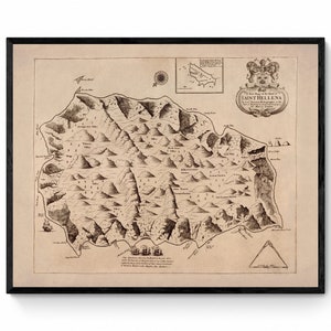 Mapa de Santa Elena con fecha de 1703 - Reproducción antigua - Samuel Thornton - Decoración de pared