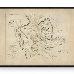 Carte de la Rome Antique - Reproduction Antique - Roma Antiqua - Histoire romaine - Classiques - Italie - Disponible encadré