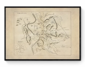 Ancient Rome Map - Antique Reproduction - Roma Antiqua - Roman History - Classics - Italy - Available Framed