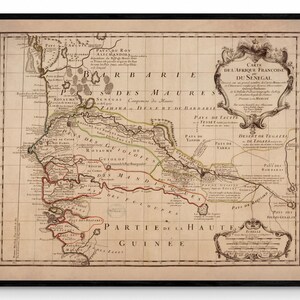 Carte ancienne du Sénégal - datée 1726 - Reproduction ancienne - Disponible encadrée