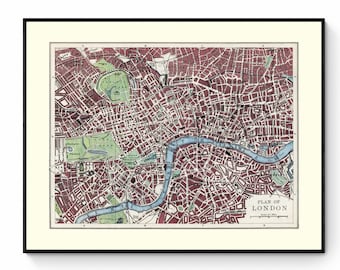 London Map - Antique Reproduction - City Plan - England - Available Framed