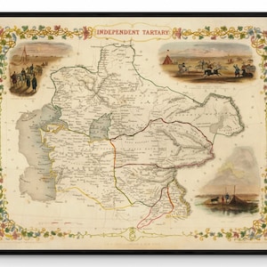 Unabhängige Tartary - Zentral Asien 1851 Landkarte - Antike Reproduktion - Kasachstan, Usbekistan, Turkmenistan - Verfügbar mit Rahmen