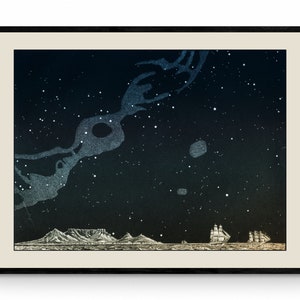 Sternenkarte über Table Bay, Kap der Guten Hoffnung Druck - Antike Reproduktion - Südafrika - Vintage Astronomie - gerahmt erhältlich